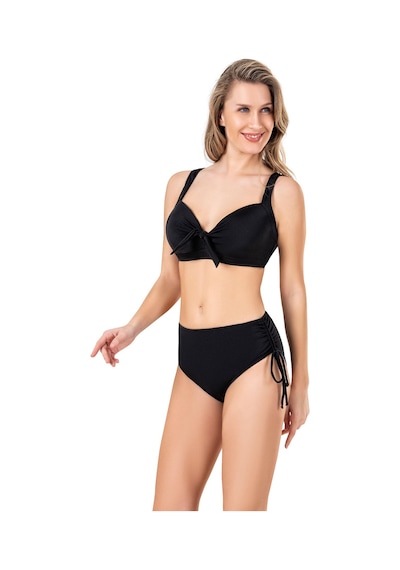 Endeep Kadın Fiyonk Detaylı Siyah Büyük Beden Bikini Takımı