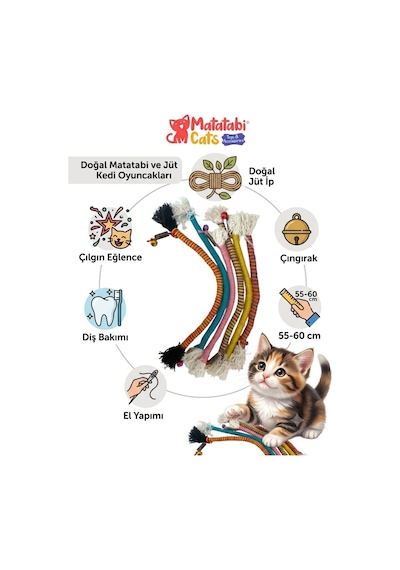 Rope Large Matatabi Li Çıngıraklı İp Kedi Oyuncağı