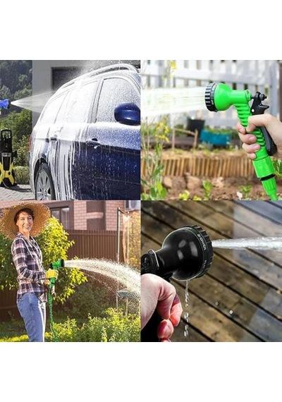 Etashop 60 Metre Uzayan Bahçe Sulama Hortumu Seti 7 Fonksiyonlu Ayarlanabilir Su Tabancalı Sızdırmaz