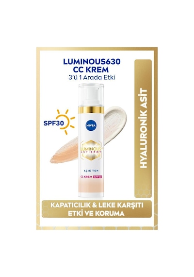 Nivea Luminous630 Koyu Leke Karşıtı CC Yüz Kremi SPF30 40 ML