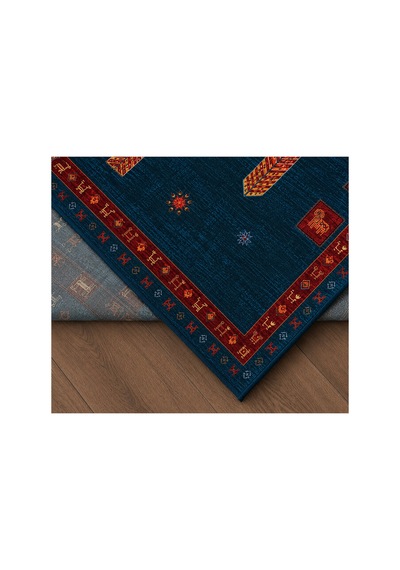 Doğal İplik Şönil Dokuma Pamuk Taban Halı Koridor Halısı Kilim Antre, Salon Ofis Genç Odası Lacivert-kırmızı 912492720 Lacivert-kırmızı