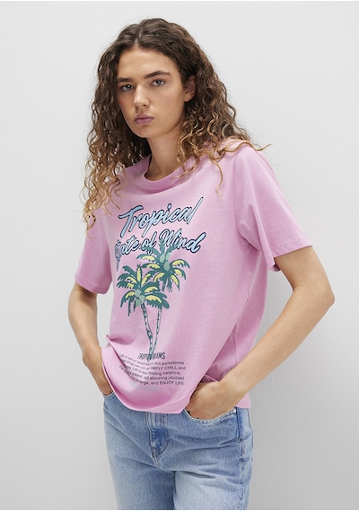 Mavi - Plaj Baskılı Pembe Tişört 1613490-71031 Pembe
