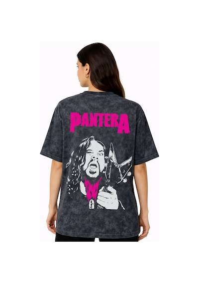 Sevbano Pantera Rock Metal Müzik Grubu Sırt Baskılı Unisex Oversize Eskit Siyah