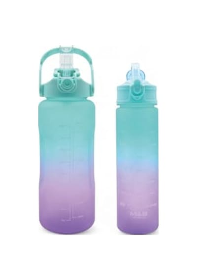 Renk 800ml Kaydırmaz Silikon Gövde Rahat Içim-pipetsiz- Motivasyon Su Matarası Çok Renkli