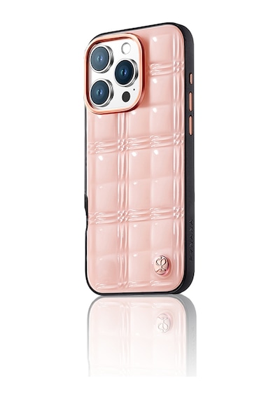 Apple Uyumlu iPhone 16 Pro Kılıf Askı Aparatlı Pynana Metal Grid Kapak Pembe