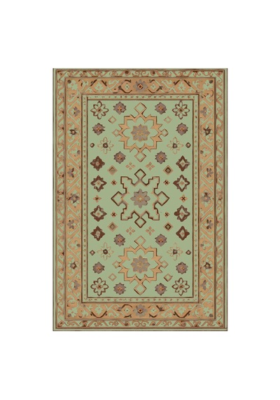 Kartela Halı Rustik Halı Jüt Taban Dokuma Halı Adaçayı Yeşili - 100 X 150 Cm