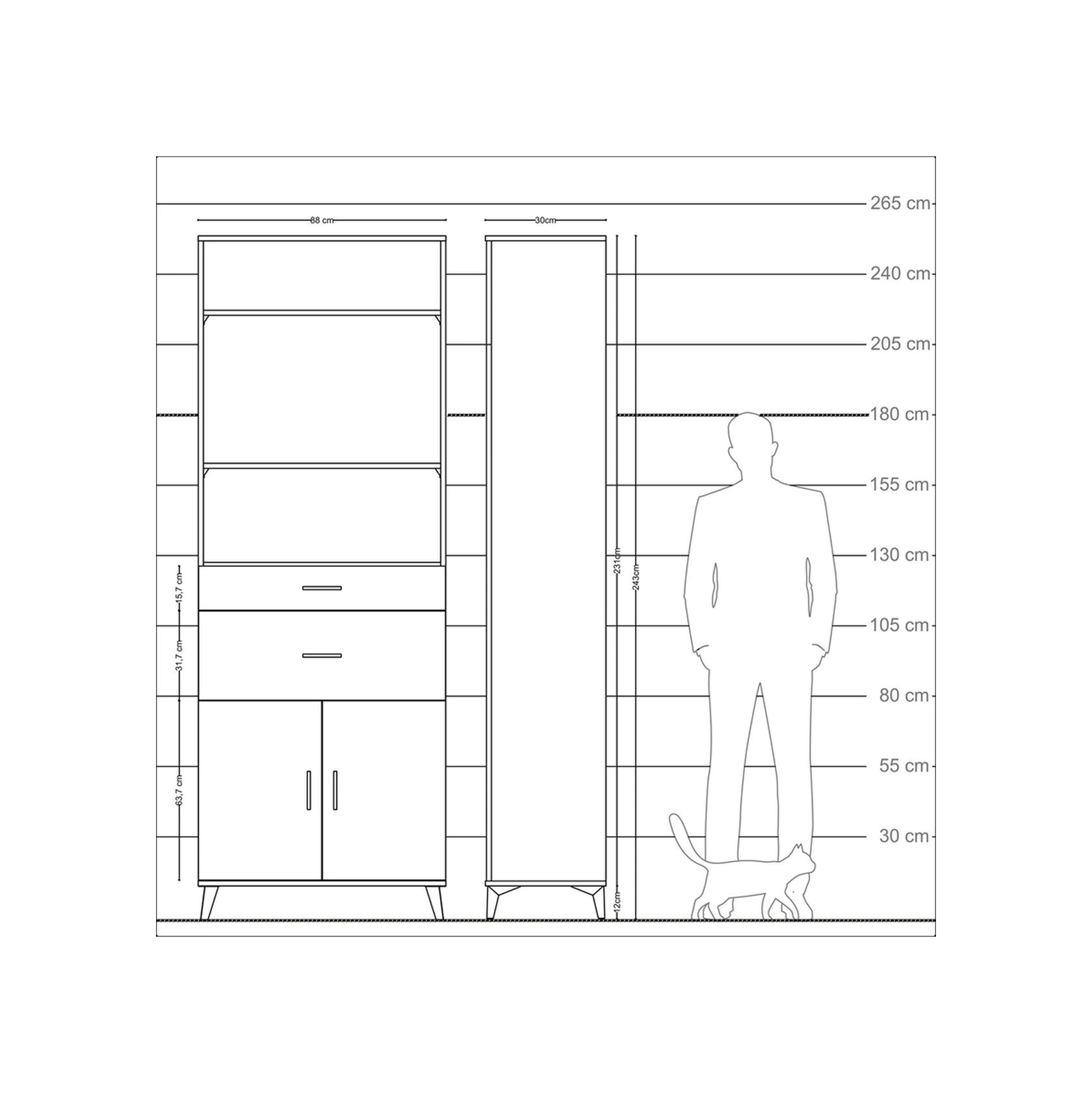 Arges Dolap 4 Raflı 2 Çekmeceli 2 Kapaklı 88x30x243 Antrasit-çam Antrasit Arges Dolap 4 Raflı 2 Çekmeceli 2 Kapaklı 88x30x243 Antrasit-çam Antrasit
