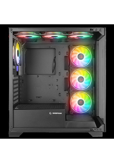 Rampage Hydra V3 Camlı 7 x 12 Cm Rgb Fan Atx Gaming Kasa Black