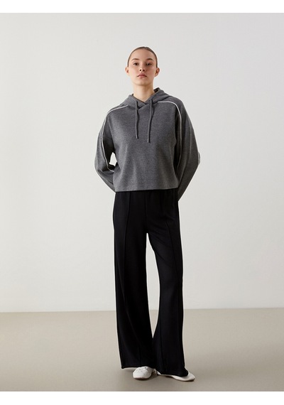 Lcw Modest Gri Kapüşonlu Oversize Kadın Sweatshirt Tunik