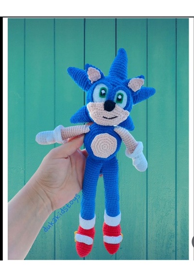 Amigurumi Super Sonic mavi Sonic the Hedgehog 30 cm