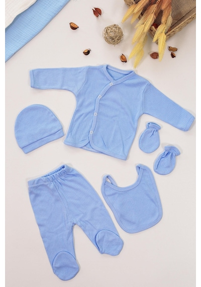 Sitilin Kız Bebek Mavi 5 Li Hastane Çıkışı Seti Stl6651 Beyaz