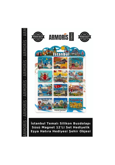 İstanbul Temalı Silikon Buzdolapı Süsü Magnet 12'li Set Hediyelik Eşya Hatıra Hediyesi Şehir Objesi