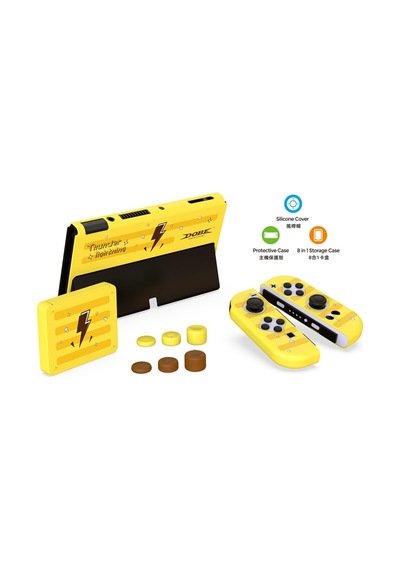 Switch Oled 3in1 Standlı Rnkli Kılıf Analog Yükseltici Ve Koruyucu Kart Kutusu Sarı