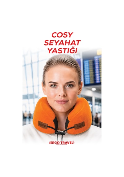 Viscofoam Cosy Ortopedik Seyahat Yastığı Visco Boyun Destekli Seyahat Yastığı - Turuncu | Ergo Travel