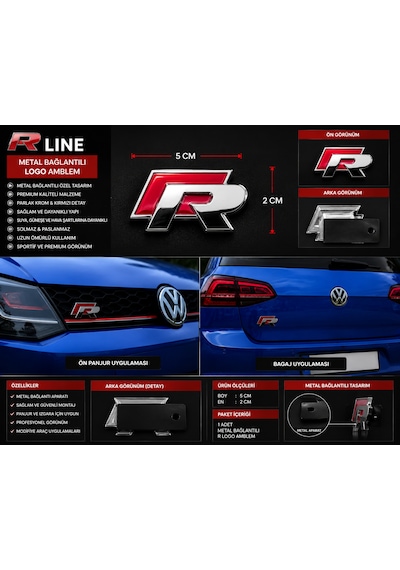 R Logo Bagaj Amblem Krom Kırmızı Premium Tasarım 0