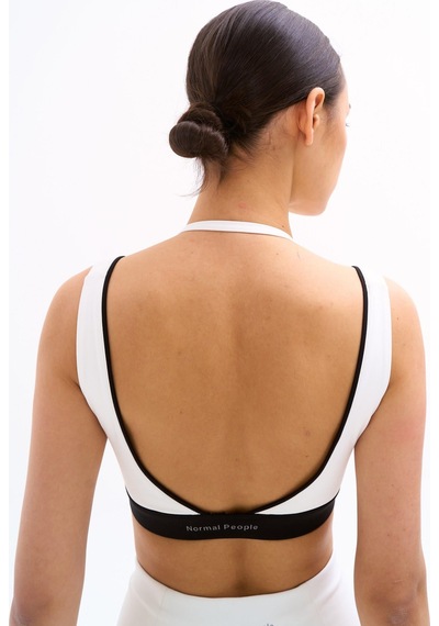 Normal People Lana - Spor Bra / Şeftali Dokulu Peach Skin Kumaş Beyaz