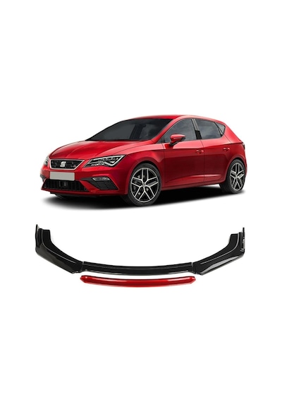 Seat Leon Ön Tampon Altı Lip 4 Parça 2013-2019 (Kırmızı)