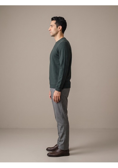Maccali Erkek Yeşil Selanik Bisiklet Yaka Sweatshirt