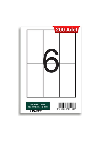 Herboy Hb-1106 148,5 X 70 Mm A4 Laser Etiket 200 Adet