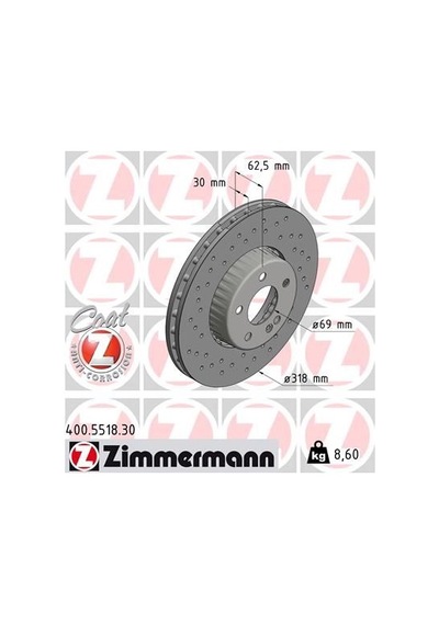 Zımmermann Fren Dıskı On Mercedes C-class W205 S205 C205 A205 IS00-ZIMMERMANN 400.5518.30