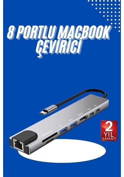 Usb Type-c Hub Dönüştürücü Çevirici Çoklayıcı Macbook Çevirici 8 Portlu Diğer