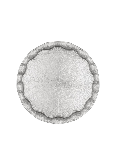 Osmanlı Motifli Metal Servis Tepsisi 34,5 Cm 13.6 İnç Kahve Ve Çay Sunum Tepsisi 5 Renk Seçeneği Gümüş Rengi Çok Renkli