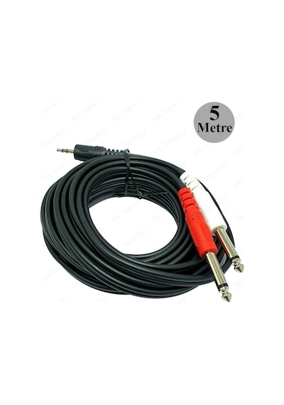 3.5mm 1/8" TRS - 2 x 6.35mm 1/4" TS Mono Y Ayırıcı Kablo - 5 M.