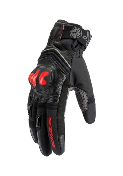 Ebakbak Motosiklet Eldiveni Deri Ve Cordura Reflektörlü Su Geçirmez Mebran Kışlık Motor Eldiveni Kırmızı