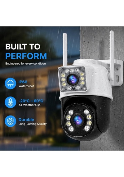 6mp Dual Lens Wifi Akıllı Güvenlik Kamerası, 360 Hareketli Dış Mekan Ip Kamera, Ethernet Wifi Bağlantılı Beya