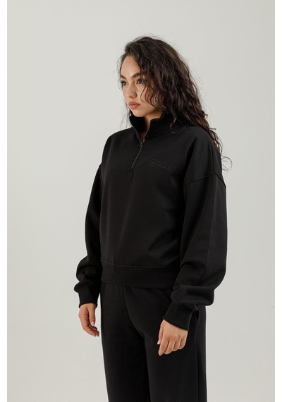 Airlife Bolder Fz.7 Yarım Fermuarlı Kadın Dik Yaka Sweatshirt Siyah