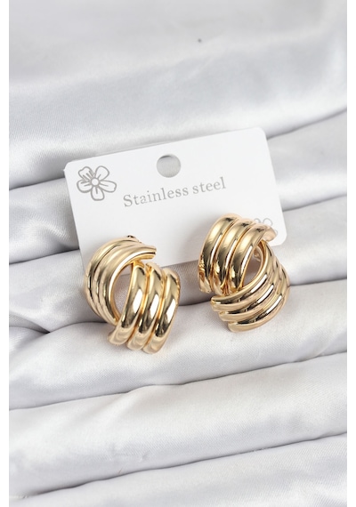316l Çelik Gold Renk Vintage Kadın Küpe Altın