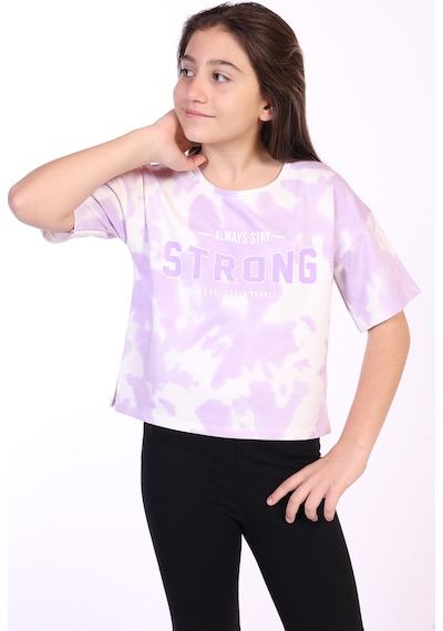 Toontoy Kids Toontoy Kız Çocuk Strong Baskılı Batikli Tişört Lila