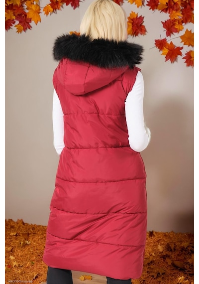 Z6741 Dewberry Bayan Yelek-düz Bordo Düz Bordo