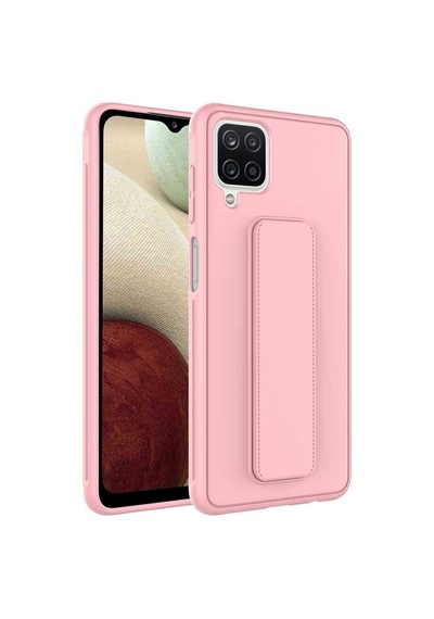Samsung Uyumlu Galaxy A12 Kılıf Zore Qstand Kapak Pembe