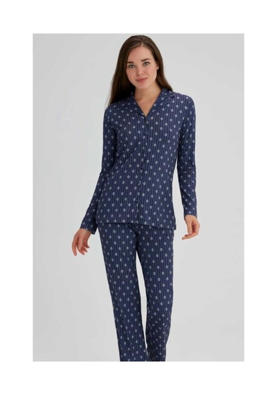 Eros 27692 Boy Düğmeli Bayan Pijama Takımı Lacıvert