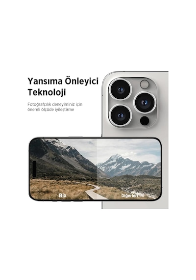Bix Apple Uyumlu iPhone 16 Pro / 16 Pro Max Safir Lens Koruyucu 3d Kamera Camı 9h Premium Lens Kapağı Desert Titanyum