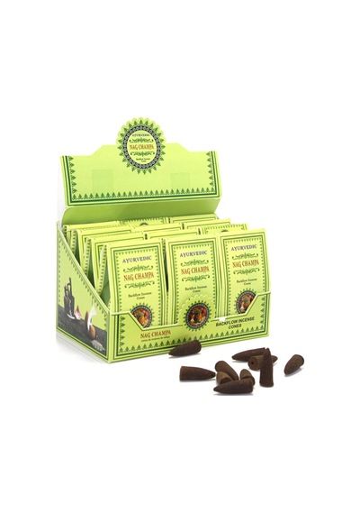 4 Adet Ayurvedic Konik Tütsü Nag Champa Aromalı Geri Akış Koniler, Incense Cone, Backflow