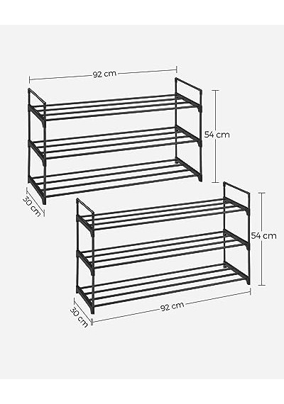 Songmıcs 3 Katlı Ayakkabı Rafı, Ayakkabı Saklama Düzenleyici, 2'li Set, Metal Saklama Rafı, 30 X 92 X 54 Cm, Siyah Lsa06bk Açık Ceviz Songmıcs 3 Katlı Ayakkabı Rafı, Ayakkabı Saklama Düzenleyici, 2'li Set, Metal Saklama Rafı, 30 X 92 X 54 Cm, Siyah Lsa06bk Açık Ceviz