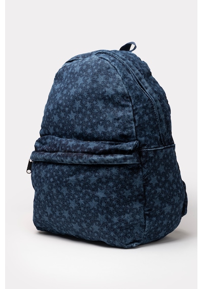 İcone Bag Icone Unısex Sırt Çantası, Yıkamalı Denim Çanta, Fermuar Kapamalı, Kot Sırt Çantası Yıldız
