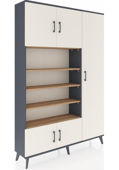 Arges Dolap 11 Raflı 5 Kapaklı 132x30x195 Antrasit-aytaşı/çam Antrasit Arges Dolap 11 Raflı 5 Kapaklı 132x30x195 Antrasit-aytaşı/çam Antrasit