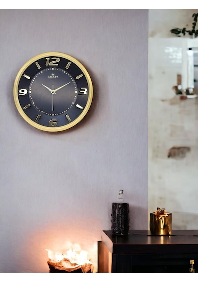 Galaxy Exclucive Kabartama Rakamlı Klasik Kadranlı 30 Cm Duvar Saati Gold Altın - Siyah