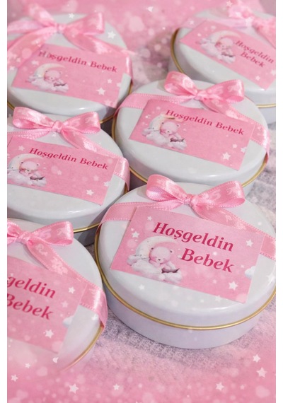 Bebek Doğum , Baby Shower, Doğum Günü Kişiye Özel Davet 10'lu Kokulu Mum Açık Pembe