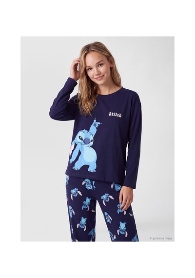 Lcw Young Lacivert Stitch Baskılı Kadın Pijama Takım