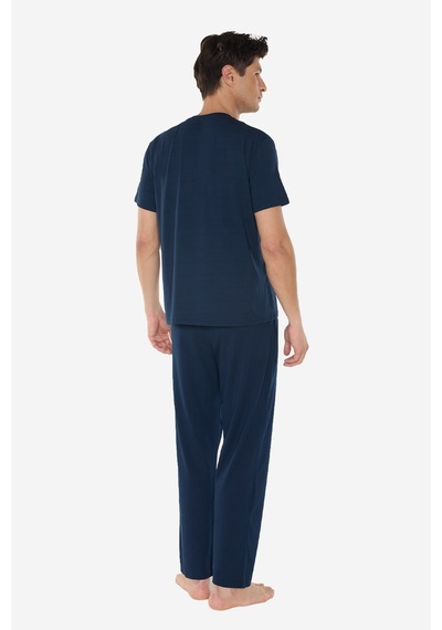 Malabadi Erkek Lacivert Bisiklet Yaka Micro Modal Extra Yumuşak Yazlık Pijama Takımı 6030