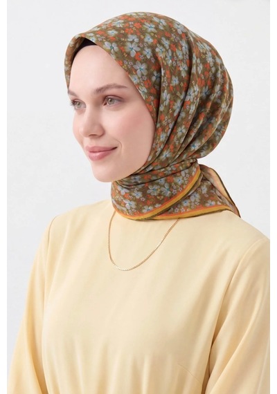 Silk Home Mini Floral Desen Soft Pamuk Eşarp Yeşil