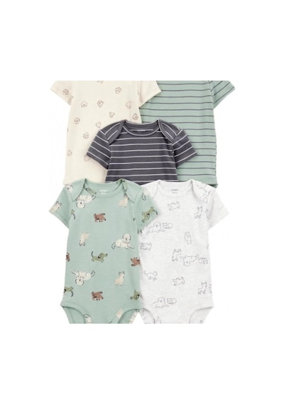 Carter's Layette Erkek Bebek Kısa Kollu 5li Body 1t009410 Desenli