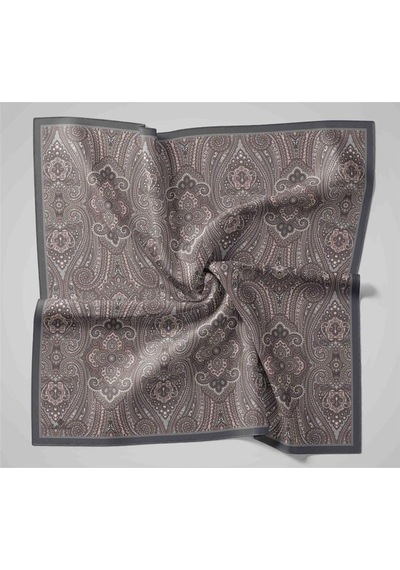 Silk Home Viskon Karışımlı Velora Eşarp Gri-krem-koyu Gri Desenli İnce Dokulu Dökümlü 90x90 Çok Renkli