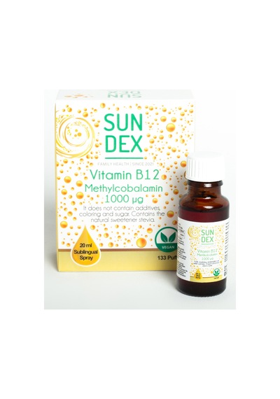 SUNDEX Vitamin B12 Metilkobalamin 1000 µg 20 ML Dilaltı Sprey