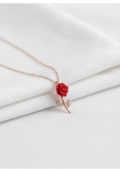 Çekirdekjewelry 925 Ayar Gümüş Güllü Kolye Rose