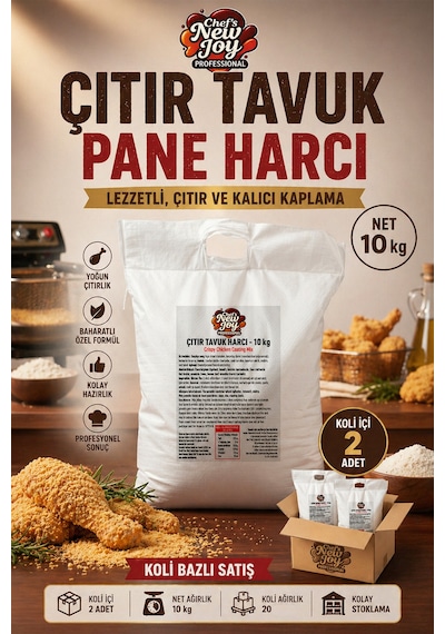 Chefs New Joy Çıtır Tavuk Pane Harcı 2 x 10 KG 1 Koli